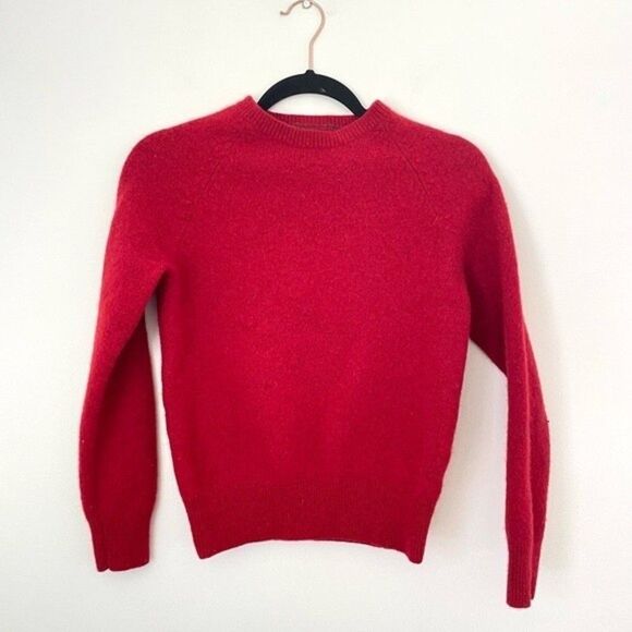 J.Crew sweater womens deep red 100% lamb wool crew neck blouse size small - Picture 1 of 7